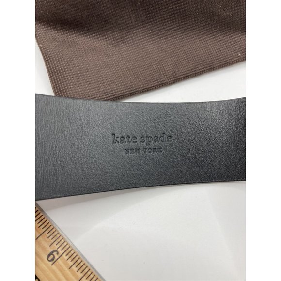 Kate Spade Logo Twist Lock Heart Leather Bracelet Brown Gold gift bag 8" NWOT - Picture 6 of 12